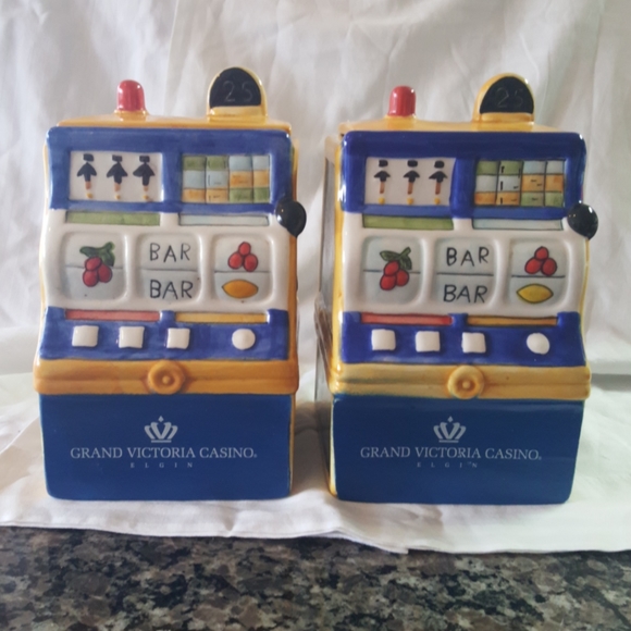 Grand Victoria casino set of 2 vintage cookie jar
